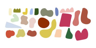 El çizimi soyut nesneler. Organik Şekiller kapak, afiş, sosyal paylaşım ve hikayeler, baskı ve duvar kağıdı için tasarlandı. Vektör illüstrasyonu