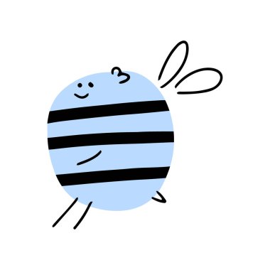 Konsept tasarım için çizgi film arısı. Hayvan karakter tasarımı. Düz biçimli vektör illüstrasyonu.