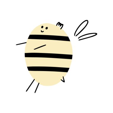 Konsept tasarım için çizgi film arısı. Hayvan karakter tasarımı. Düz biçimli vektör illüstrasyonu.