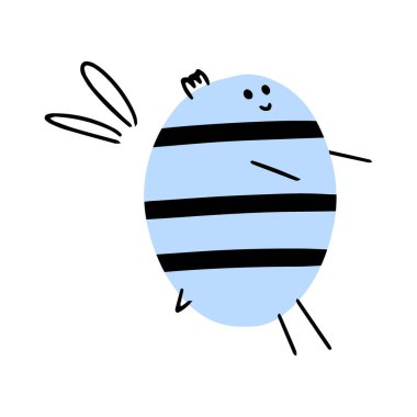 Konsept tasarım için çizgi film arısı. Hayvan karakter tasarımı. Düz biçimli vektör illüstrasyonu.