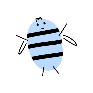 Konsept tasarım için çizgi film arısı. Hayvan karakter tasarımı. Düz biçimli vektör illüstrasyonu.