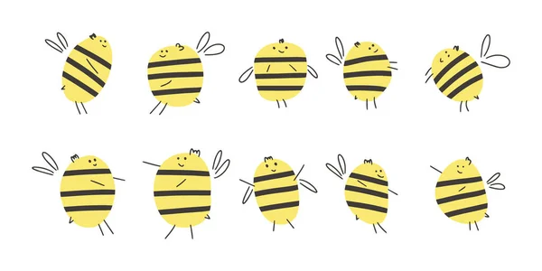 Pszczoła Kreskówkowa Projektowania Koncepcji Projekt Postaci Zwierzęcych Ilustracja Wektora Stylu — Wektor stockowy