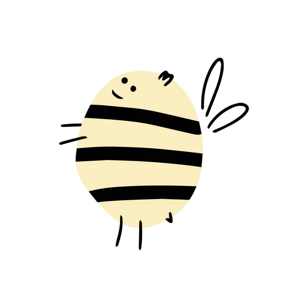 Kreslená Včela Pro Návrh Konceptu Zvířecí Charakter Vektorová Ilustrace Plochém — Stockový vektor