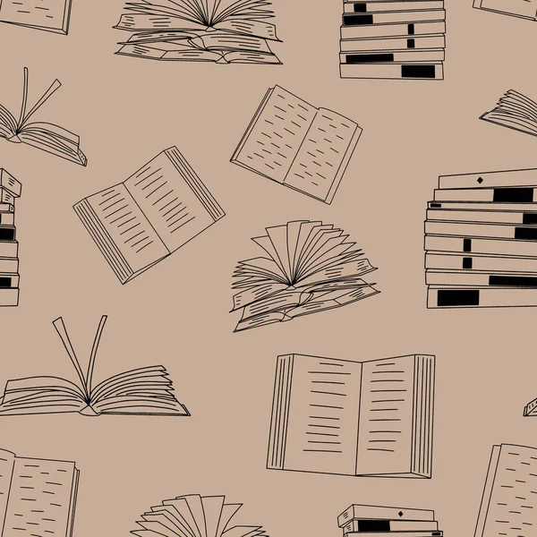 Książki Bez Szwu Wzór Doodle Wektor Tła Idealny Biblioteki Edukacji — Wektor stockowy
