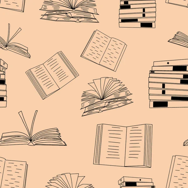 Boeken Naadloos Patroon Doodle Vectorachtergrond Perfect Voor Bibliotheek Onderwijs Boekhandel — Stockvector