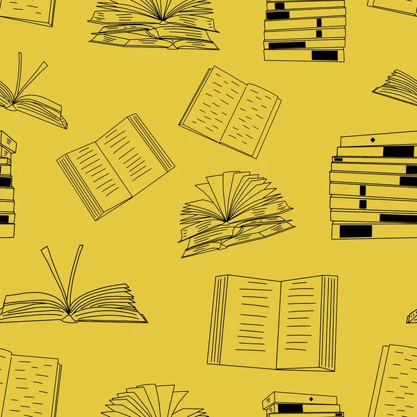 Livros Sem Costura Padrão Fundo Vetorial Doodle Perfeito Para Biblioteca — Vetor de Stock