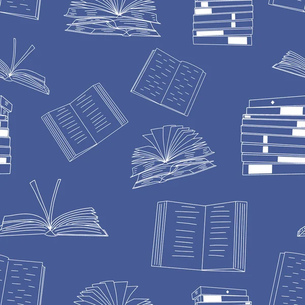 Könyvek Zökkenőmentes Minta Doodle Vektor Háttér Tökéletes Könyvtár Oktatás Könyvesbolt — Stock Vector
