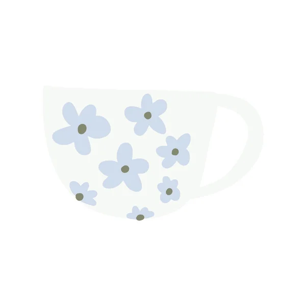 ティーコーヒー ヴィンテージカップ デザイン要素で装飾されたモダンマグ — ストックベクタ