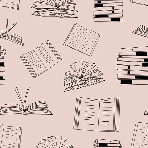 Bücher Nahtlose Muster Doodle Vektor Hintergrund Perfekt Für Bibliothek Bildung — Stockvektor