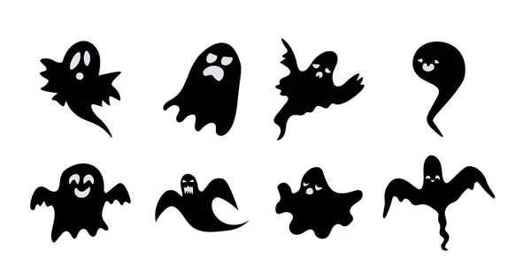 Fantasma Halloween Abstrato Com Silhueta Cara Desenho Celebração —  Vetores de Stock