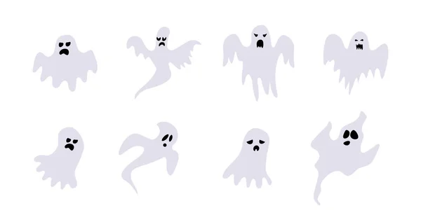 Fantasma Halloween Abstrato Com Silhueta Cara Desenho Celebração —  Vetores de Stock