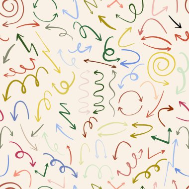 Ok deseni. Farklı ok tasarımları. Yön gösteren semboller. Vektör arkaplanı