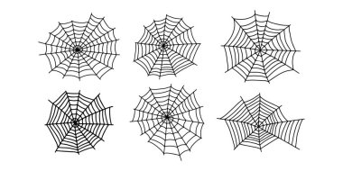 Örümcek ağı. Ürkütücü Cadılar Bayramı örümcek ağı. Vektör izole illüstrasyon. Dedikoducu. Örümcek ağı ana hatları işareti