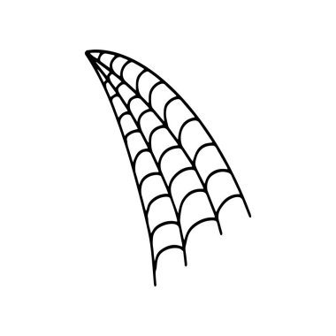 Örümcek ağı. Ürkütücü Cadılar Bayramı örümcek ağı. Vektör izole illüstrasyon. Dedikoducu. Örümcek ağı ana hatları işareti