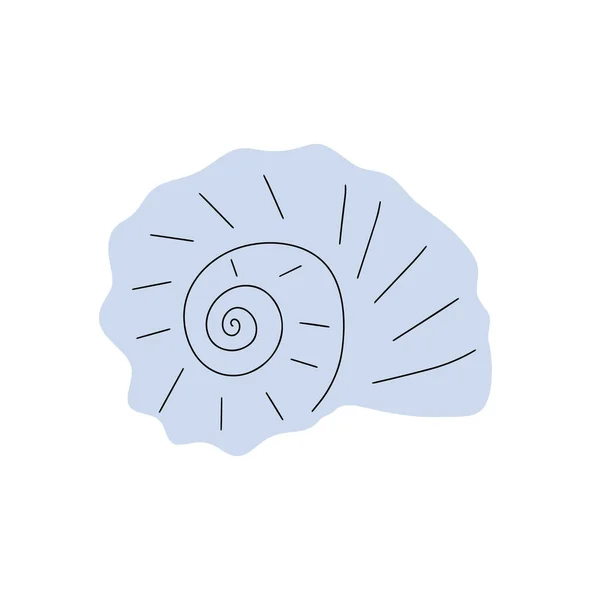 熱帯の水中貝殻 手描きの海の軟貝の要素 スカンディナヴィア風のベクトルイラスト — ストックベクタ