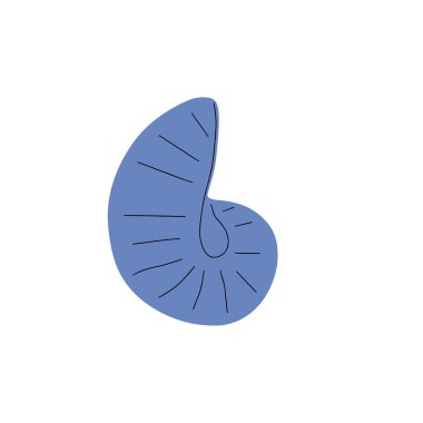 Tropical underwater seashell. Hand drawn sea mollusk shellfish element. Vector illustration in scandinavian style.