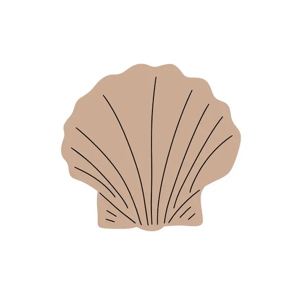 Tropical Underwater Seashell Hand Drawn Sea Mollusk Shellfish Element Vector — Archivo Imágenes Vectoriales
