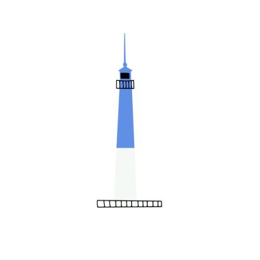 Lighthouse. Coastline architecture building. Beacon with windows. Vector illustration