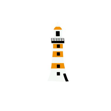 Lighthouse. Coastline architecture building. Beacon with windows. Vector illustration