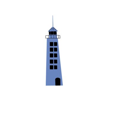 Lighthouse. Coastline architecture building. Beacon with windows. Vector illustration