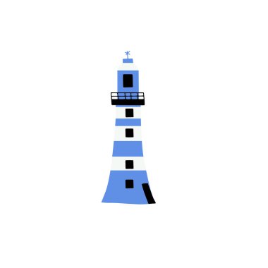Lighthouse. Coastline architecture building. Beacon with windows. Vector illustration