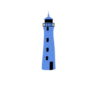 Lighthouse. Coastline architecture building. Beacon with windows. Vector illustration