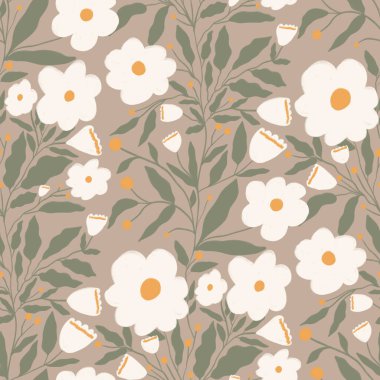 Sıcak çiçek desenleri. Kumaş için arka plan, masa örtüsü deseni, ambalaj kağıdı, hediye kağıdı. Yazdır Ditsy. Nedenler rastgele dağılmış..