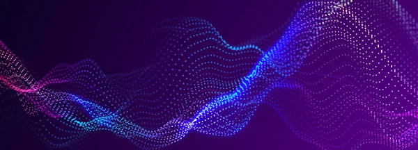 Licht Hintergrund Farbige Musikwellen Digitaler Big Data Code Futuristische Punkte — Stockfoto