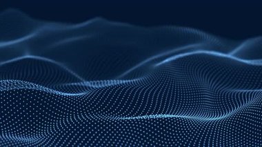 Parlayan parçacıkların dinamik dalgası. Dijital teknoloji geçmişi. 3D görüntüleme. Kusursuz döngü. 4k