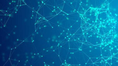 Soyut dijital bağlantı noktaları ve çizgileri. Teknoloji geçmişi. Ağ bağlantısı yapısı. Pleksus etkisi. 3d