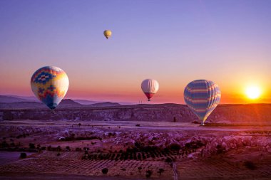 sunrise in the Goreme valley near Cappadocia. Travel