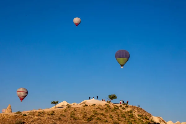 Pohled Údolí Cappadocia Časném Ranním Hodinách Horkovzdušnými Balóny Pohled Shora — Stock fotografie