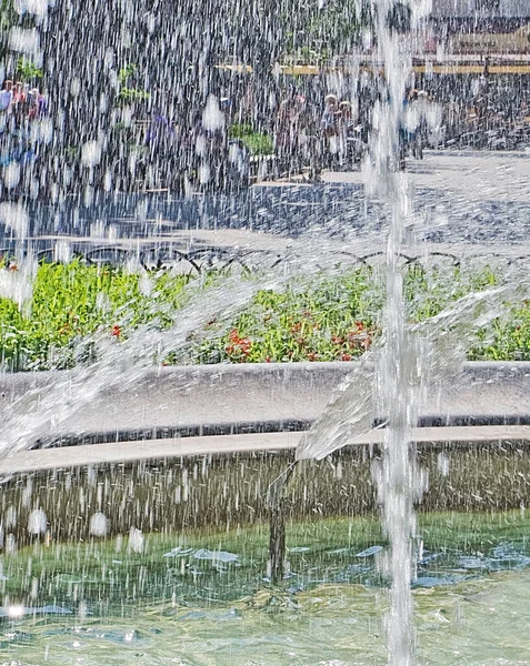 spray fountain in summer