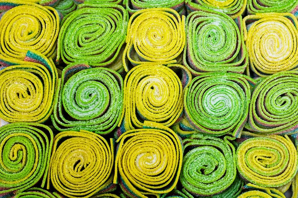 Abstrakter Hintergrund Aus Mehrfarbigen Gelben Grünen Süßen Früchten Pastell Schlafen — Stockfoto