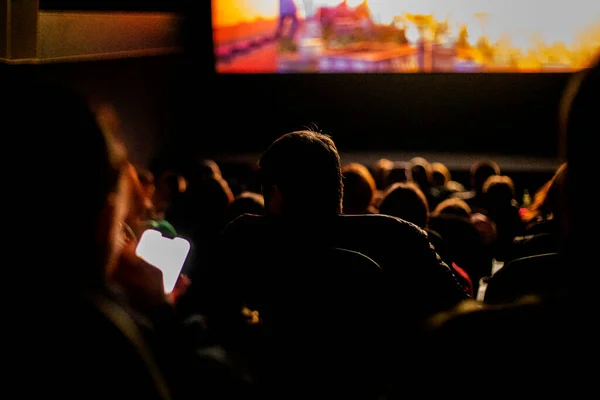 stock image  People in the cinema before watching a movie. family day of