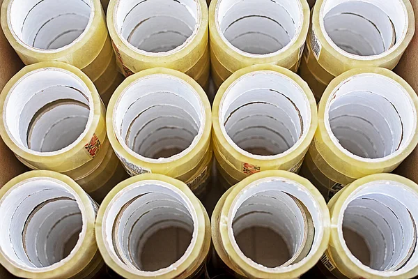 Packing Tape Boxes Top View Construction Materials — Stock Photo, Image