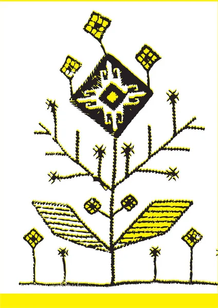 Ilustracja Starożytny Symbol Drzewa Życia Biały Tło — Wektor stockowy