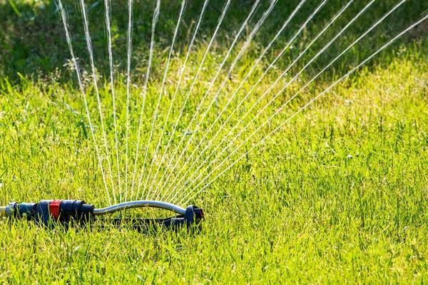 Alat Penyiram Taman Menyirami Rumput Pagi Hari Mobil Taman — Stok Foto