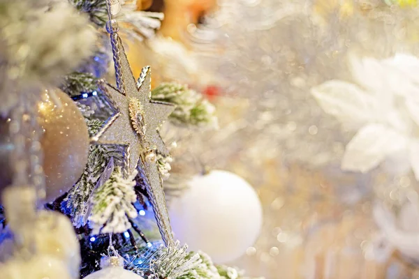 Decoração Natal Ramo Uma Árvore Natal Natal Férias Fundo — Fotografia de Stock