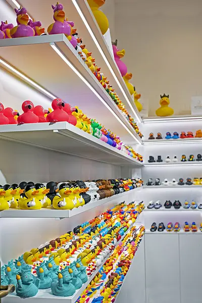 ute duck characters on store shelves. collecting