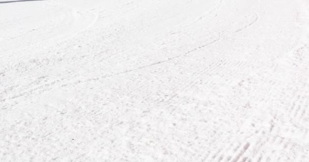 Skier Slides Hidden Snow Early Morning Snow Resort Family Active — Stock Video