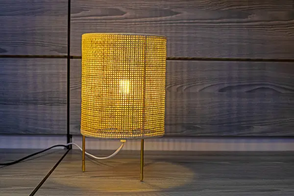 stock image decorative handmade table lamp for the interior. Saving electricity. blackout