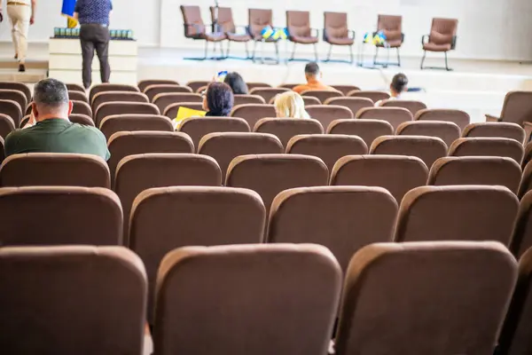 stock image chairs in the conference hall before the start. research and science. Back to school
