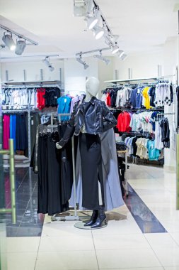 Moda ve moda odaklı mankenler üzerindeki kadınlar ve erkekler için şık parlak kıyafetler.
