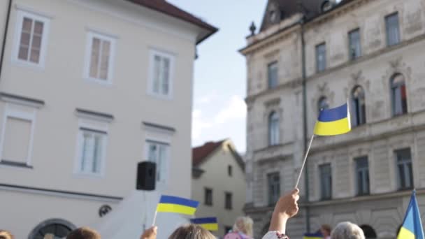 Ukraine Support Demonstration People Flags National Symbols High Quality Photo — Stockvideo