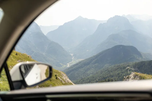 stock image beautiful mountains landscape view from car window. High quality photo