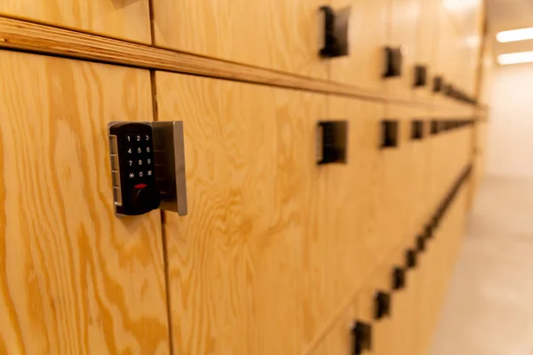 stock image set of wooden lockers for personal items. High quality photo