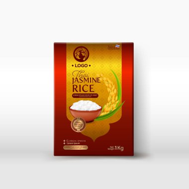 Rice Package Mockup Tayland Gıda Ürünleri, vektör illüstrasyonu