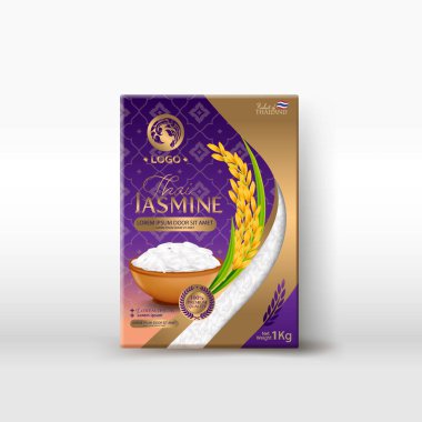 Rice Package Mockup Tayland Gıda Ürünleri, vektör illüstrasyonu