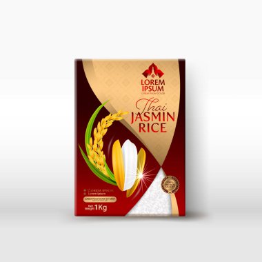 Rice Package Mockup Tayland Gıda Ürünleri, vektör illüstrasyonu